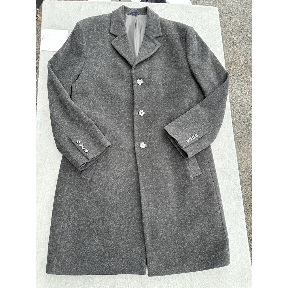 Hathaway Platinum Men's 44R Wool Cashmere Topcoat Gray Overcoat Italy Fabric